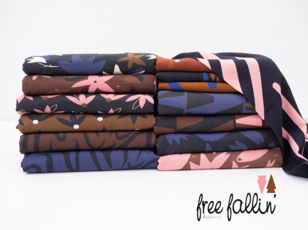 Jersey - free fallin´ Blumen & Blätter - braun - free fallin` by brinarina - Swafing